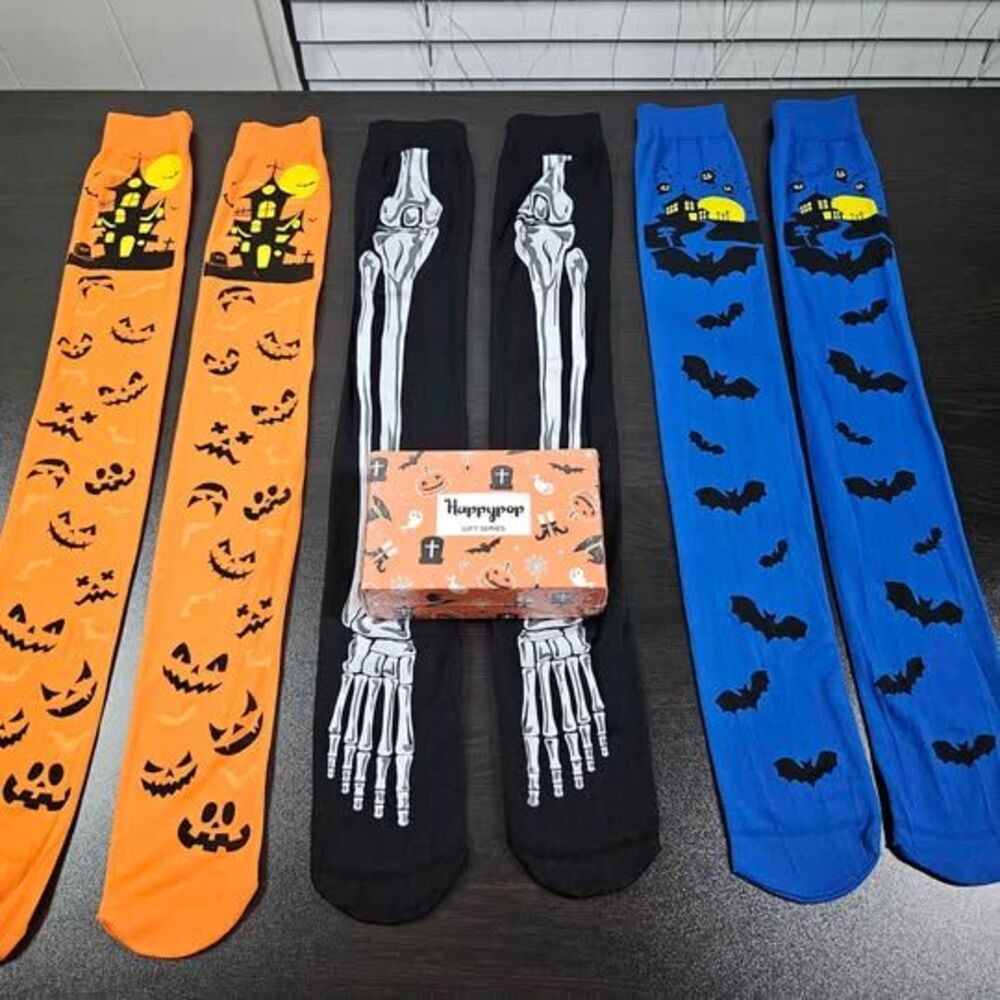 Halloween Thigh High Socks 3 Pair Gift Set | New